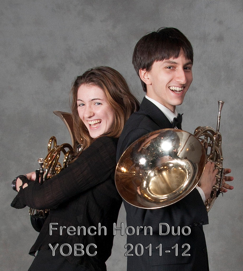 Ian and Sara french horn duo pic from high school